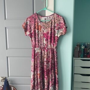 Kim Rogers Pink and Black Patterned Dress